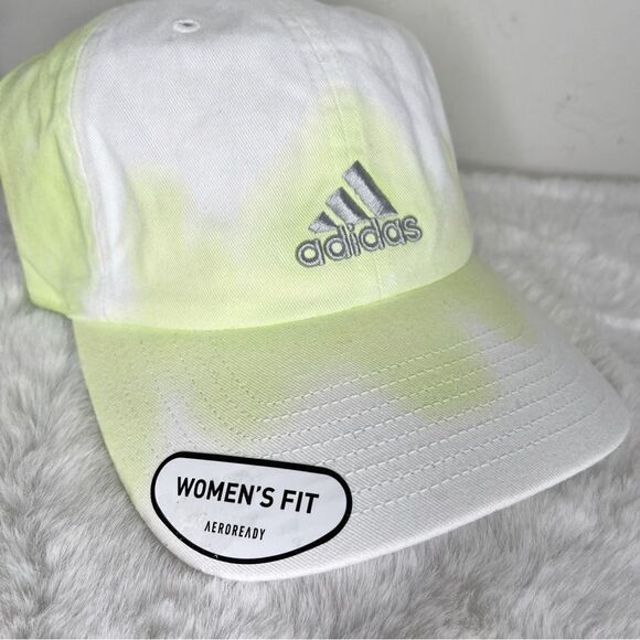NWT Adidas Aeroready Lime Green & White Tie Dye Watercolor Relaxed Baseball Hat - Picture 3 of 7